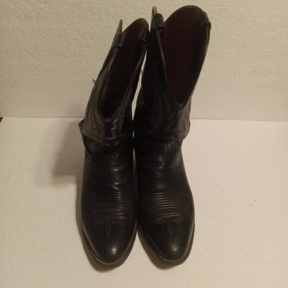 Lucchese 2000 Men's Black Leather Cowboy Boots Size 9.5 2E T3010R4 - Picture 3 of 7
